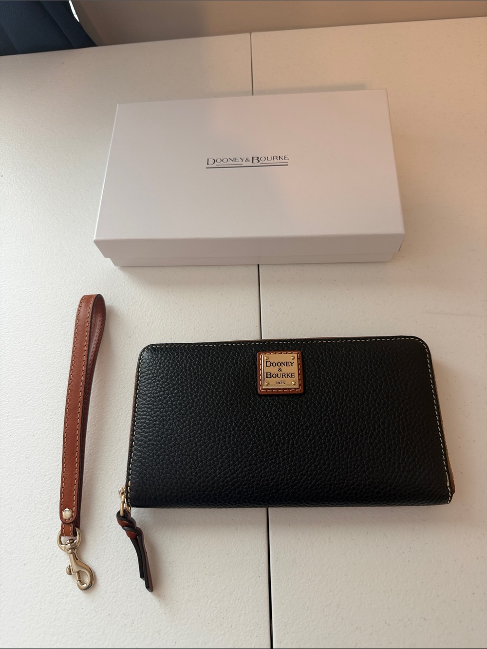 Dooney & Bourke Black Pebble Grain Large Zip Wristlet